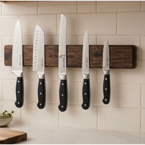 16 Inch Magnetic Knife Holder for Wall, Solid Acacia Wood Mr Meat Master